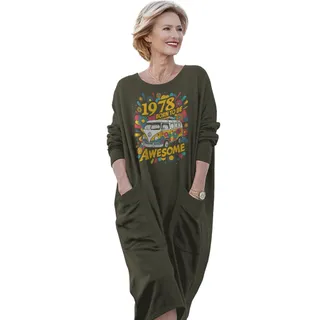 Awesome Hippie 1978 Loose Pocket On Dress – Green