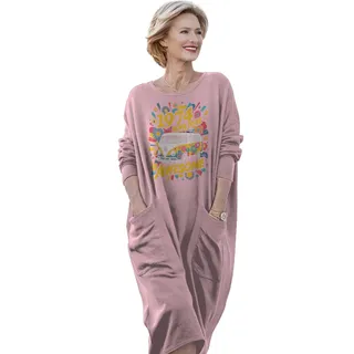 Awesome Hippie 1974 Loose Pocket On Dress – Pink