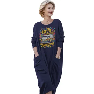 Awesome Hippie 1979 Loose Pocket On Dress – Blue