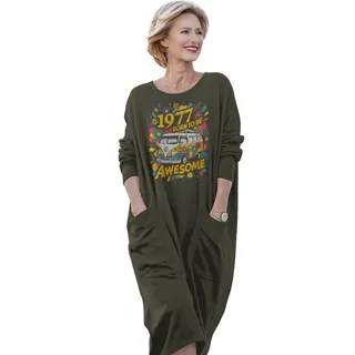 Awesome Hippie 1977 Loose Pocket On Dress – Green