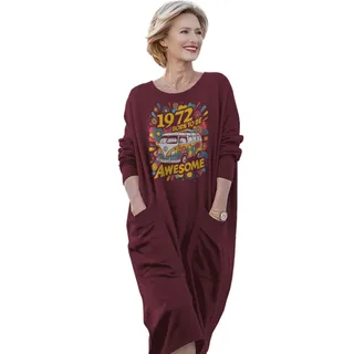 Awesome Hippie 1972 Loose Pocket On Dress – Red