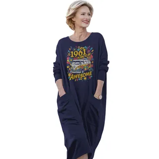 Awesome Hippie 1961 Loose Pocket On Dress – Blue