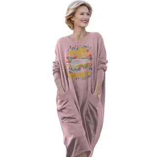 Awesome Hippie 1969 Loose Pocket On Dress – Pink