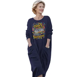 Awesome Hippie 1965 Loose Pocket On Dress – Blue