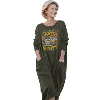 Awesome Hippie 1963 Loose Pocket On Dress – Green