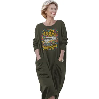 Awesome Hippie 1962 Loose Pocket On Dress – Grey