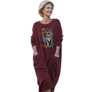 Cool Cat 1971 Birthday Pocket Dress – Red
