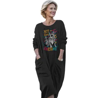 Cool Cat 1977 Birthday Pocket Dress – Black