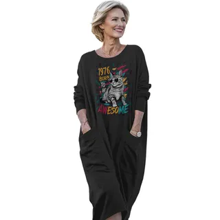 Cool Cat 1976 Birthday Pocket Dress – Black