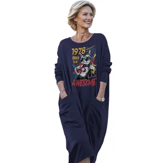 Cool Awesome Cat 1978 Birthday Pocket Dress – Blue