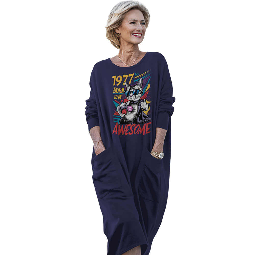 Cool Awesome Cat 1977 Birthday Pocket Dress - variant image 1