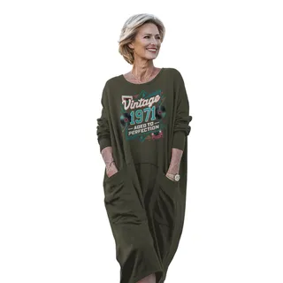 Vintage Perfection Cat 1971 Birthday Pocket Dress – Green
