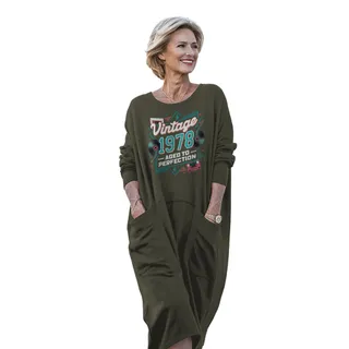 Vintage Perfection Cat 1978 Birthday Pocket Dress – Green