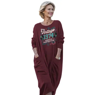 Vintage Perfection Cat 1974 Birthday Pocket Dress – Red