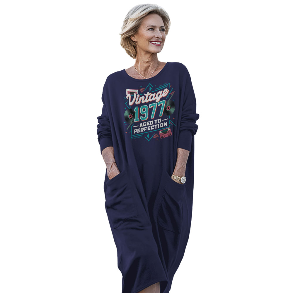 Vintage Perfection Cat 1977 Birthday Pocket Dress - variant image 1