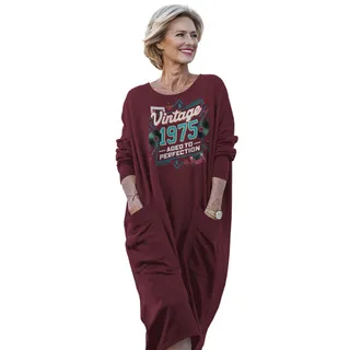 Vintage Perfection Cat 1975 Birthday Pocket Dress – Red