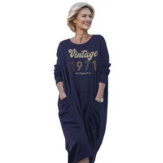 Vintage Original Parts 1971 Birthday Pocket Dress – Blue