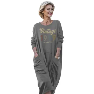 Vintage Original Parts 1979 Birthday Pocket Dress – Grey