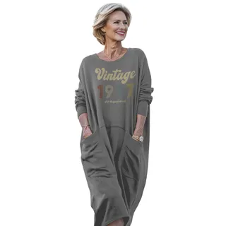 Vintage Original Parts 1977 Birthday Pocket Dress – Grey