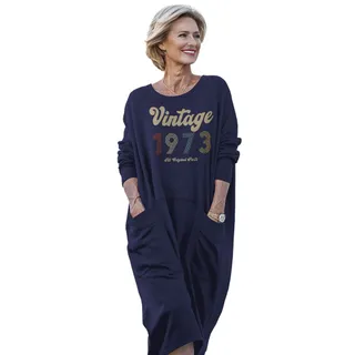 Vintage Original Parts 1973 Birthday Pocket Dress – Blue