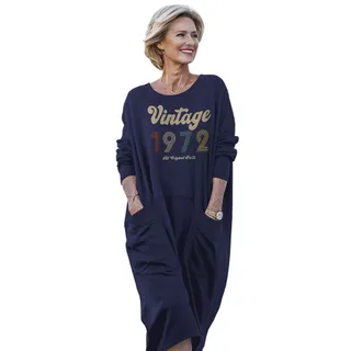 Vintage Original Parts 1972 Birthday Pocket Dress – Blue