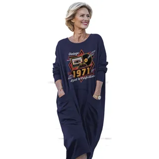 Vintage Aged Perfection 1971 Birthday Pocket Dress – Blue