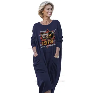 Vintage Aged Perfection 1978 Birthday Pocket Dress – Blue