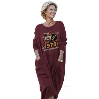 Vintage Aged Perfection 1970 Birthday Pocket Dress – Red
