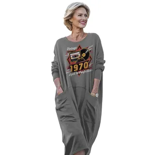 Vintage Aged Perfection 1970 Birthday Pocket Dress – Grey