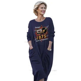 Vintage Aged Perfection 1975 Birthday Pocket Dress – Blue
