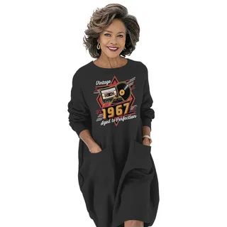 Vintage Aged Perfection 1967 Birthday Pocket Dress – Black