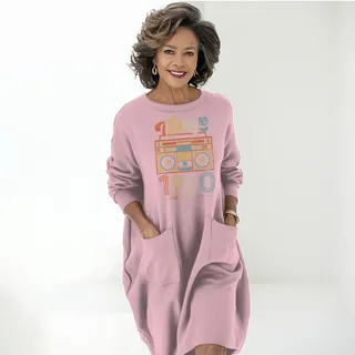 Cassette Player 1960 Birthday Pocket Dress – Pink