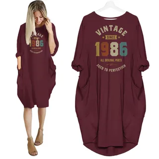 Vintage Perfection 1986 Birthday Pocket Dress – Red