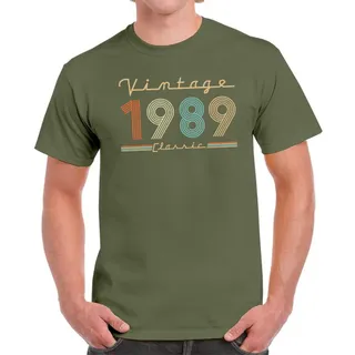 Vintage & Classic 1989 Birthday T-Shirt For Men Women – Military Green