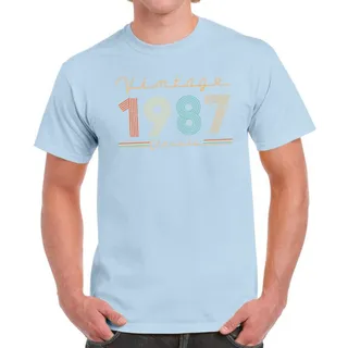 Vintage & Classic 1987 Birthday T-Shirt For Men Women – Light Blue