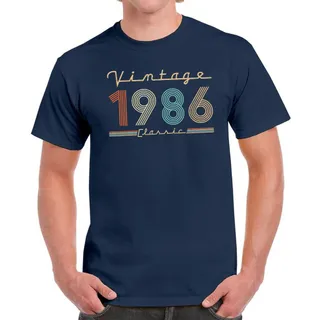 Vintage & Classic 1986 Birthday T-Shirt For Men Women – Navy