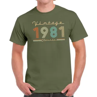 Vintage & Classic 1981 Birthday T-Shirt For Men Women – Military Green