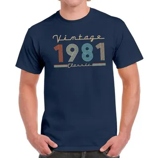 Vintage & Classic 1981 Birthday T-Shirt For Men Women – Navy