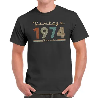 Vintage & Classic 1974 Birthday T-Shirt For Men Women – Dark Heather
