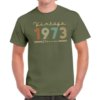 Vintage & Classic 1973 Birthday T-Shirt For Men Women – Military Green