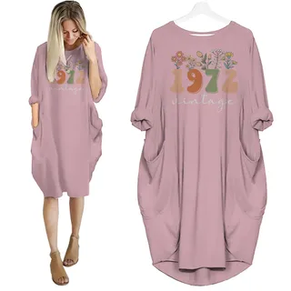 Flower Vintage 1972 Birthday Pocket Dress – Pink