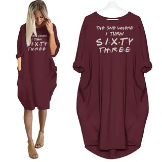 I Turn 63 Birthday Pocket Dress – Maroon