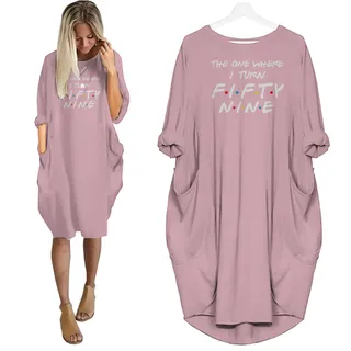 I Turn 59 Birthday Pocket Dress – Pink