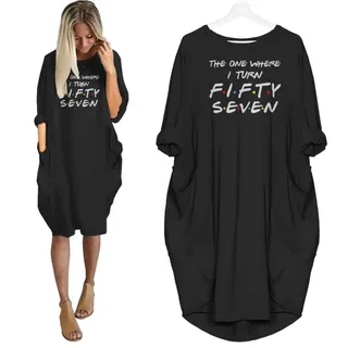 I Turn 57 Birthday Pocket Dress – Black