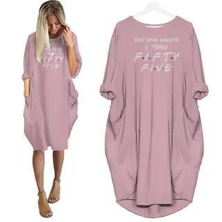 I Turn 55 Birthday Pocket Dress – Pink