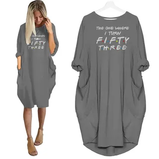 I Turn 53 Birthday Pocket Dress – Grey