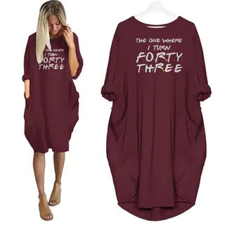 I Turn 43 Birthday Pocket Dress – Maroon