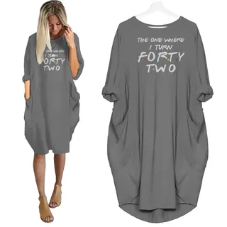 I Turn 42 Birthday Pocket Dress – Grey
