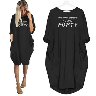 I Turn 40 Birthday Pocket Dress – Black
