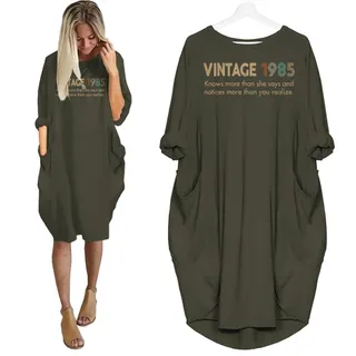 She Knows Vintage 1985 Birthday Pocket Dress – Green
